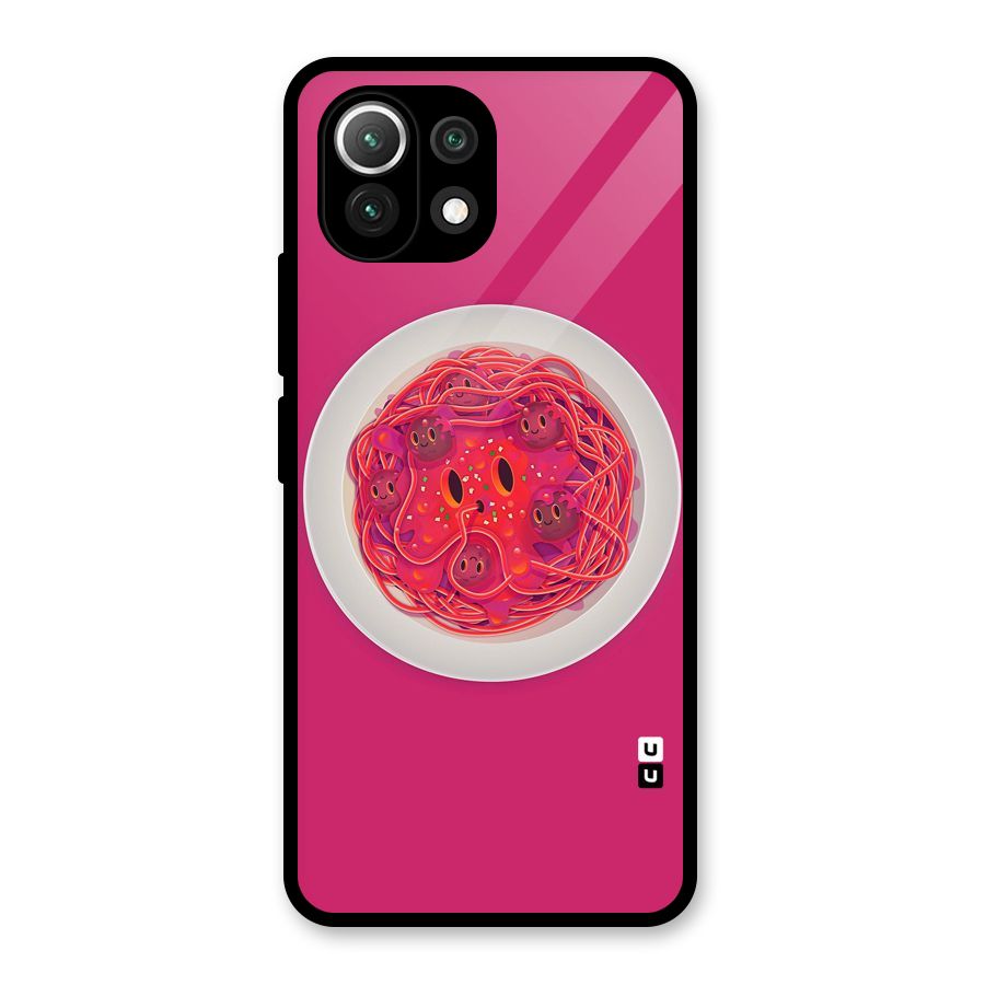 Pasta Cute Glass Back Case for Mi 11 Lite