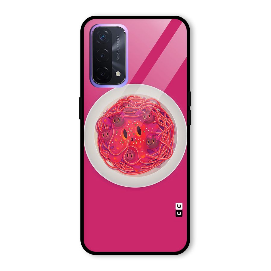 Pasta Cute Glass Back Case for Oppo A74 5G