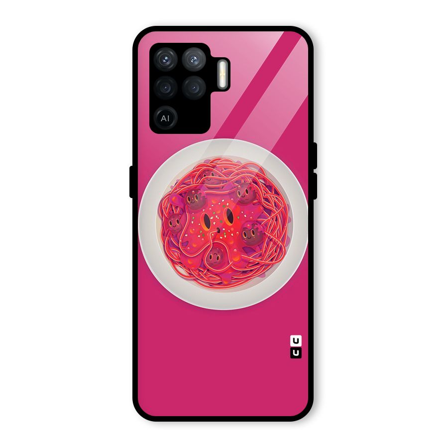 Pasta Cute Glass Back Case for Oppo F19 Pro
