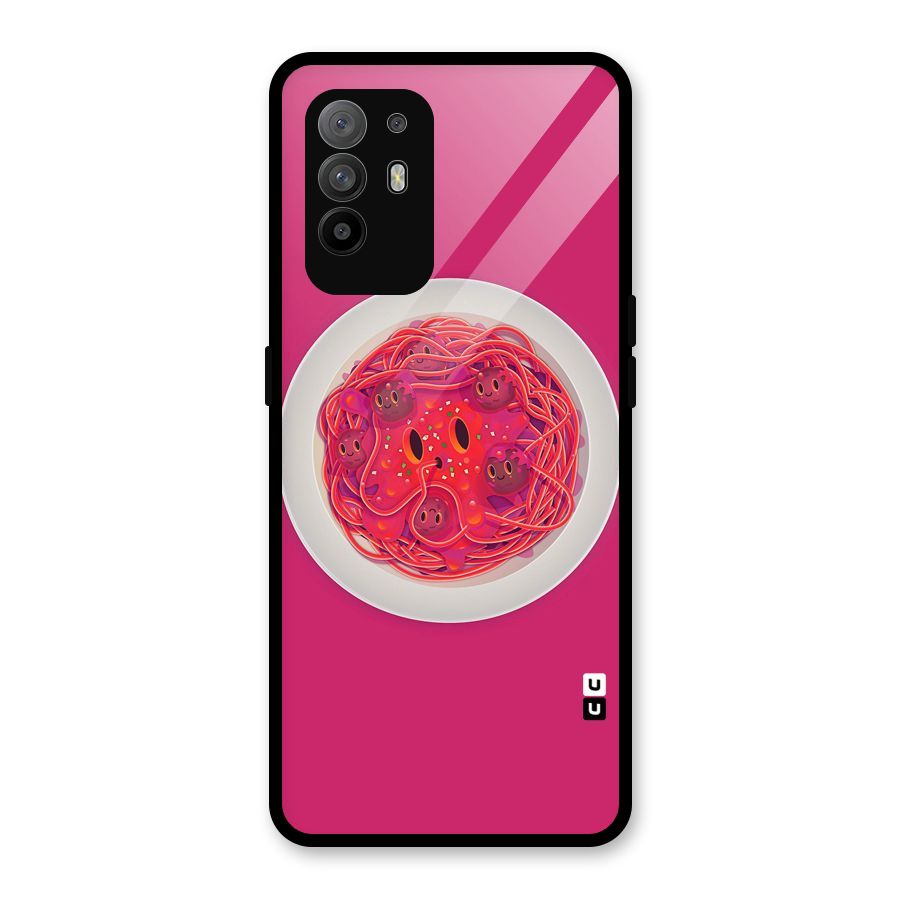 Pasta Cute Glass Back Case for Oppo F19 Pro Plus 5G