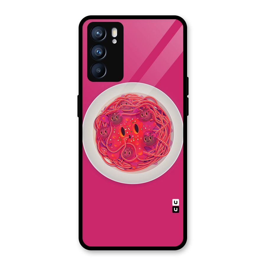 Pasta Cute Glass Back Case for Oppo Reno6 5G