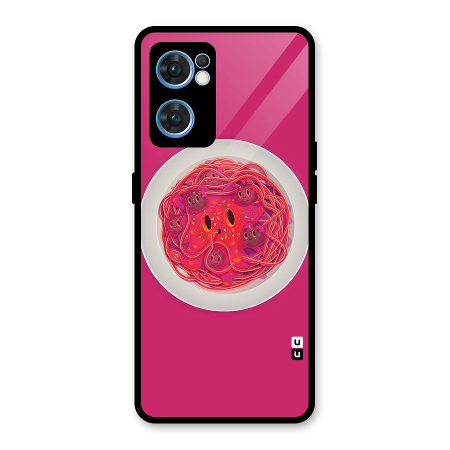 Pasta Cute Glass Back Case for Oppo Reno7 5G