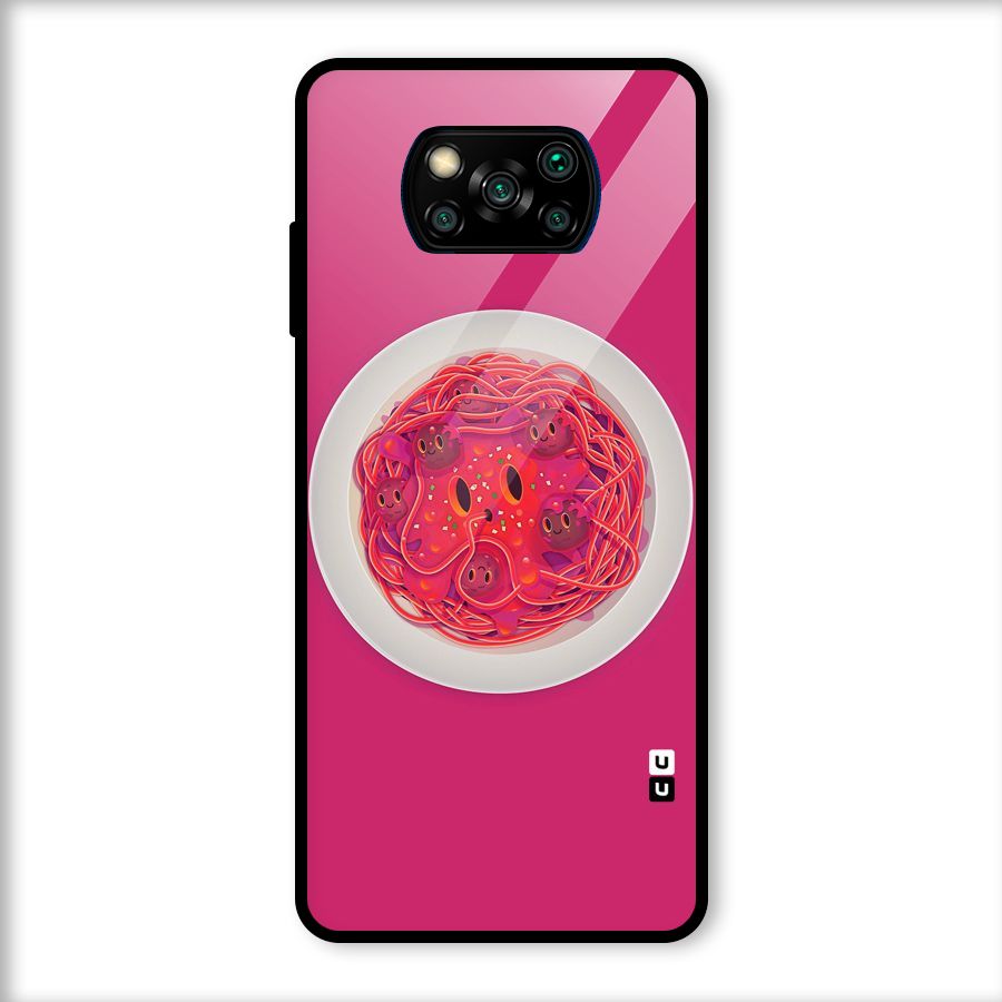 Pasta Cute Glass Back Case for Poco X3