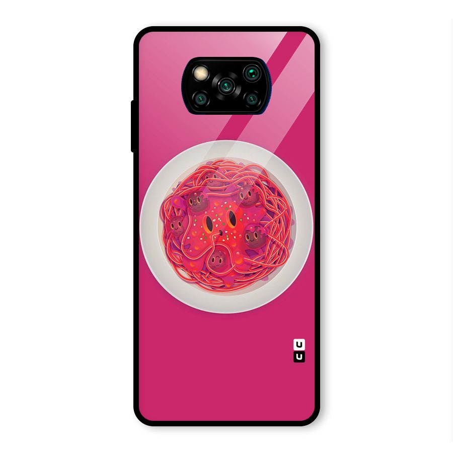 Pasta Cute Glass Back Case for Poco X3 Pro