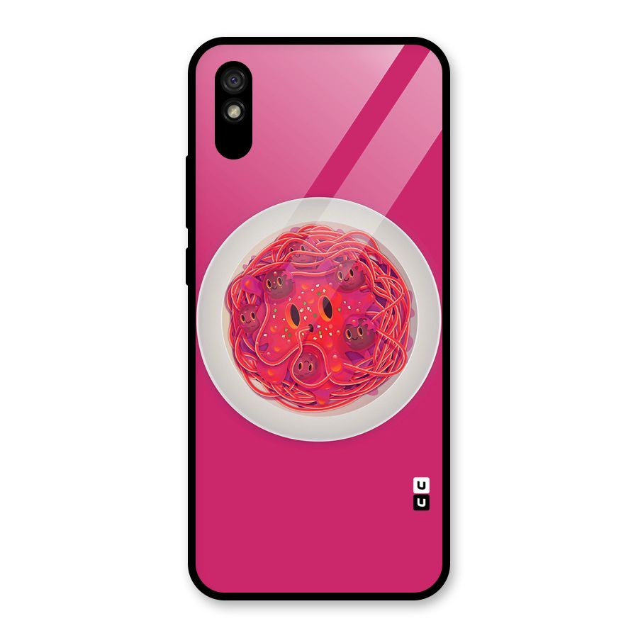 Pasta Cute Glass Back Case for Redmi 9A