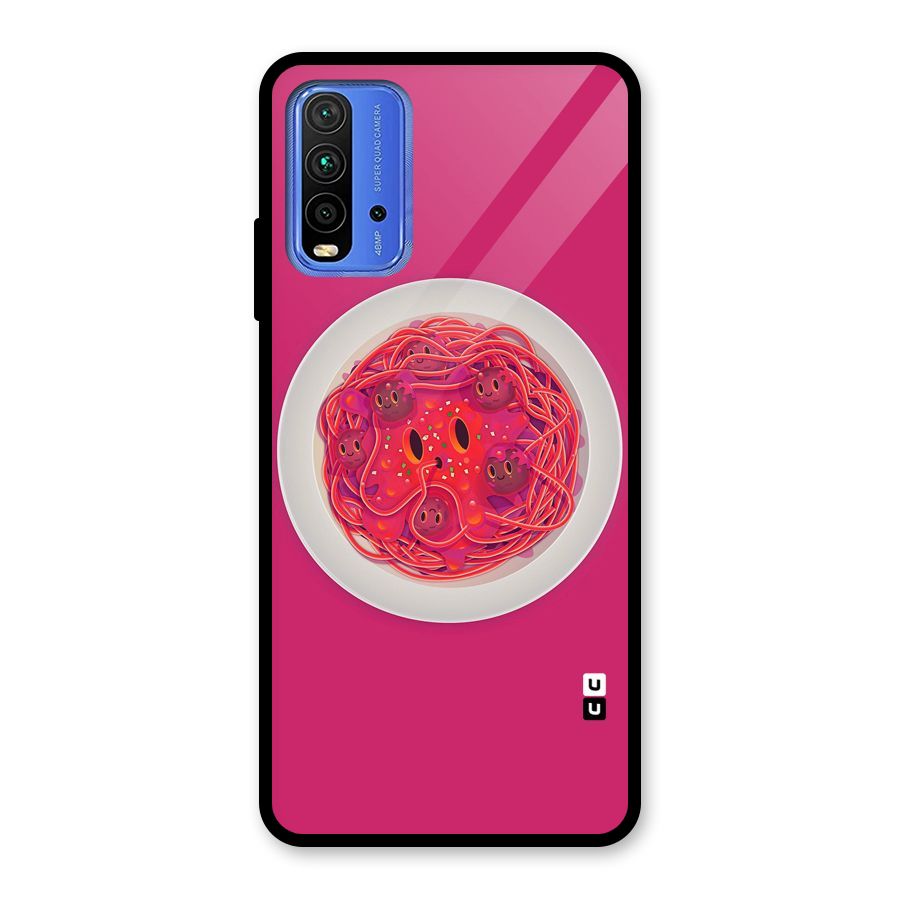 Pasta Cute Glass Back Case for Redmi 9 Power