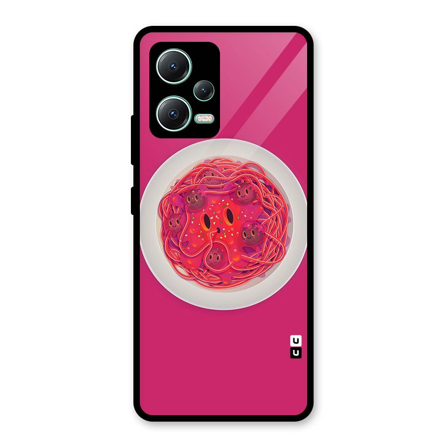 Pasta Cute Glass Back Case for Redmi Note 12 5G