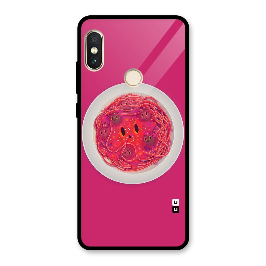 Pasta Cute Glass Back Case for Redmi Note 5 Pro