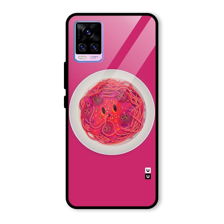 Pasta Cute Glass Back Case for Vivo V20 Pro