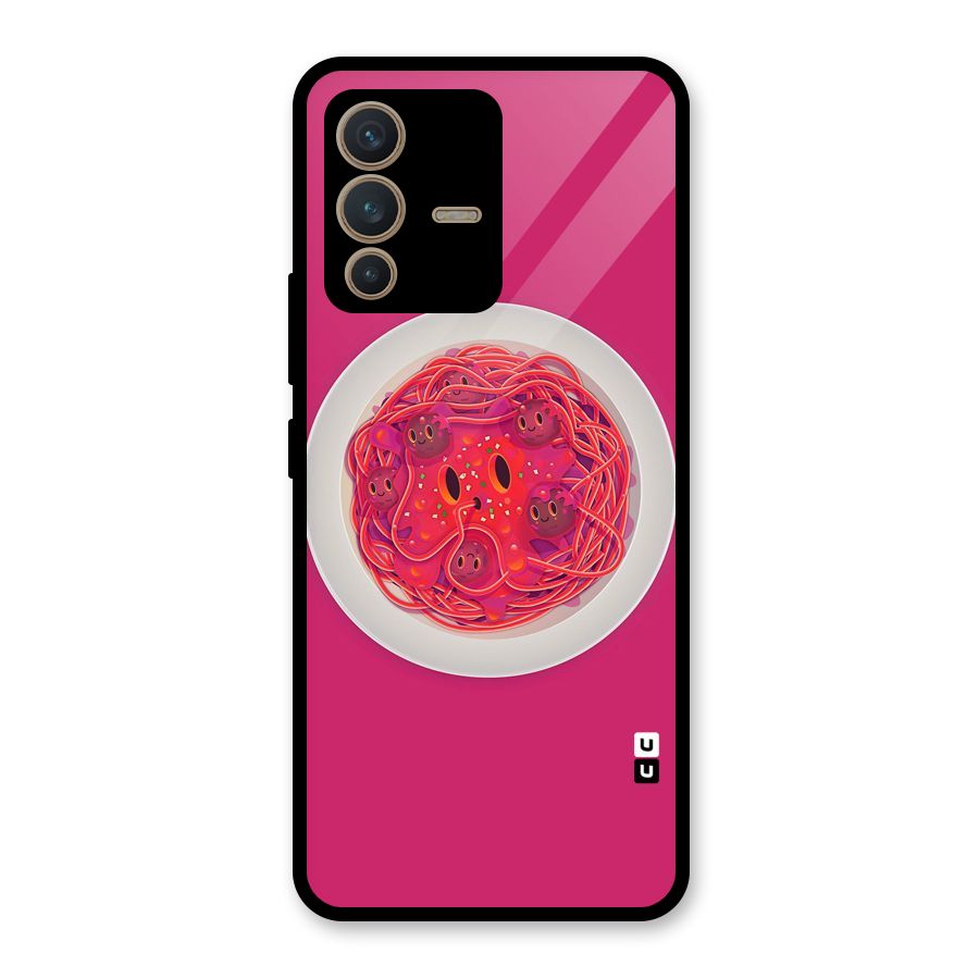 Pasta Cute Glass Back Case for Vivo V23 5G