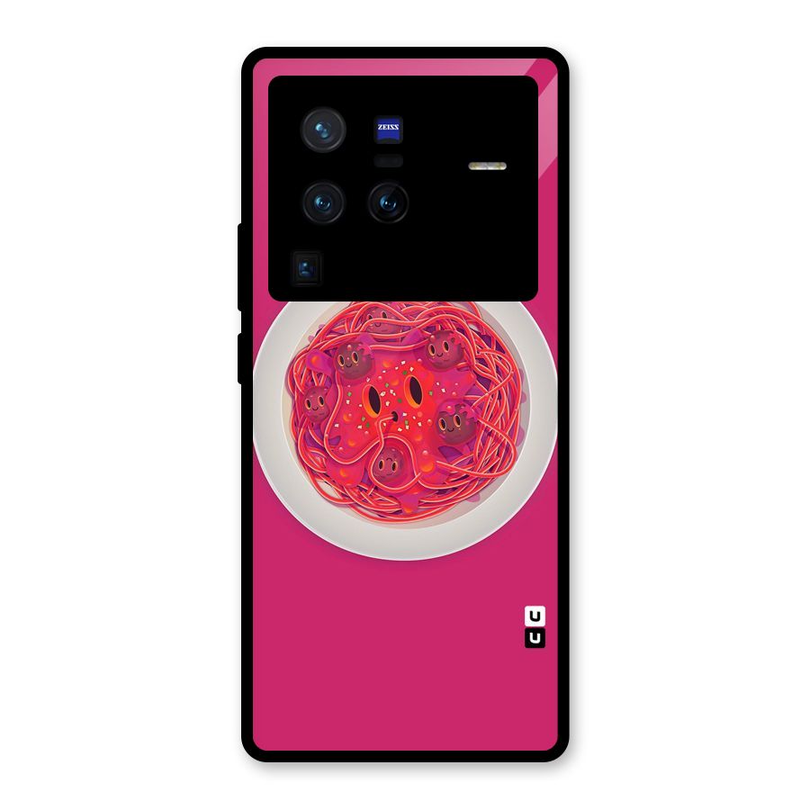 Pasta Cute Glass Back Case for Vivo X80 Pro