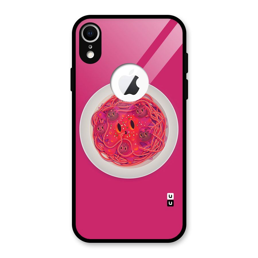 Pasta Cute Glass Back Case for iPhone XR Logo Cut