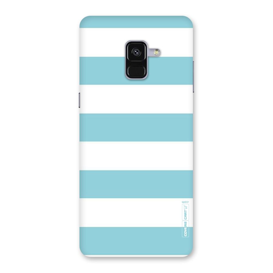 Pastel Blue White Stripes Back Case for Galaxy A8 Plus