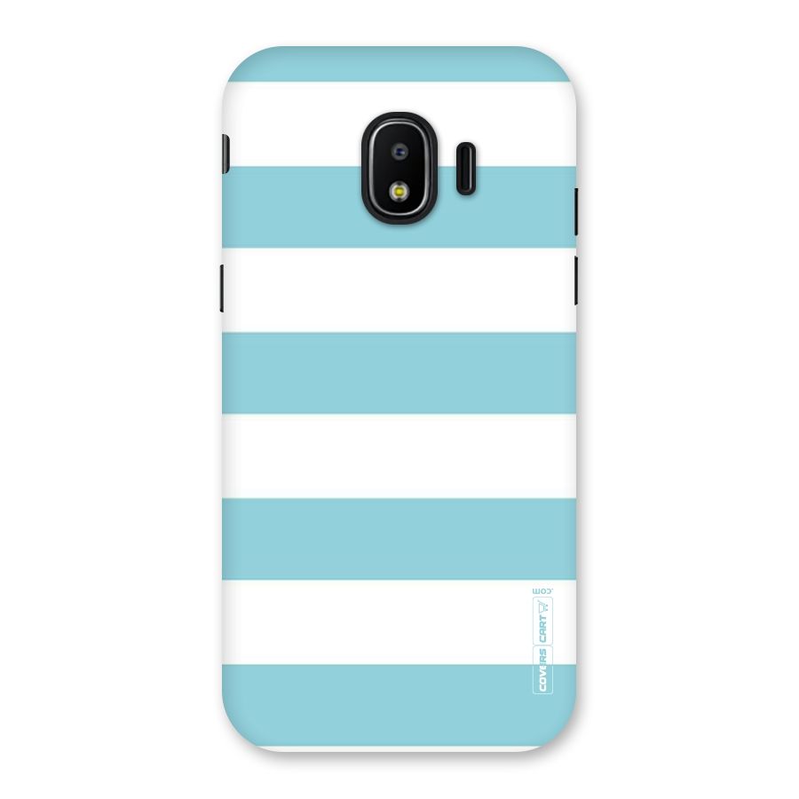 Pastel Blue White Stripes Back Case for Galaxy J2 Pro 2018