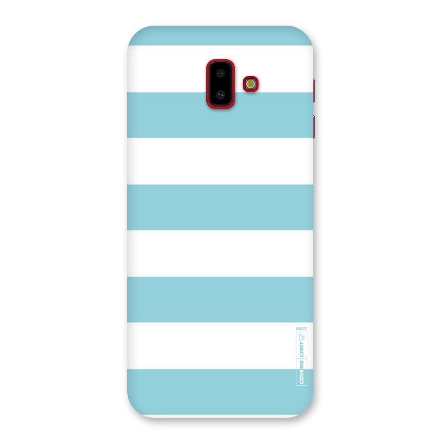 Pastel Blue White Stripes Back Case for Galaxy J6 Plus