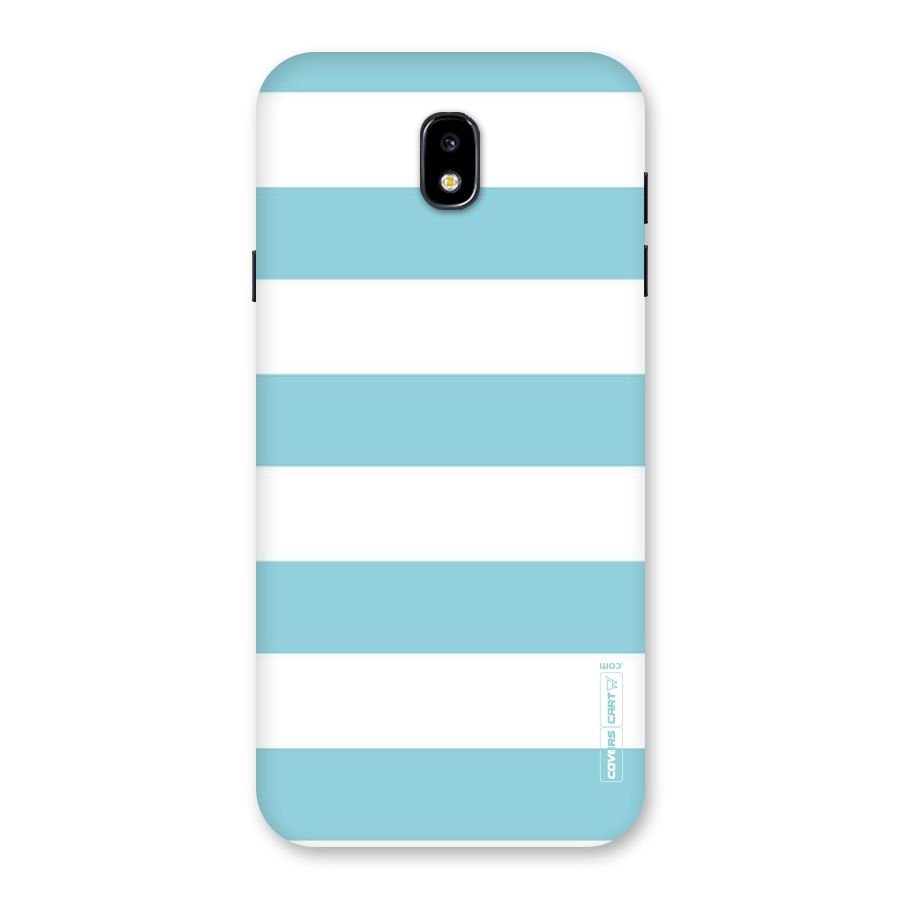 Pastel Blue White Stripes Back Case for Galaxy J7 Pro