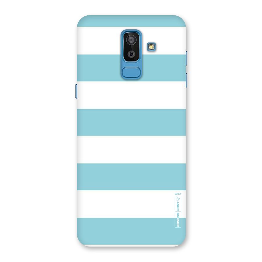 Pastel Blue White Stripes Back Case for Galaxy J8