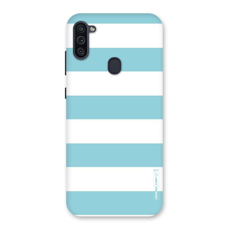 Pastel Blue White Stripes Back Case for Galaxy M11