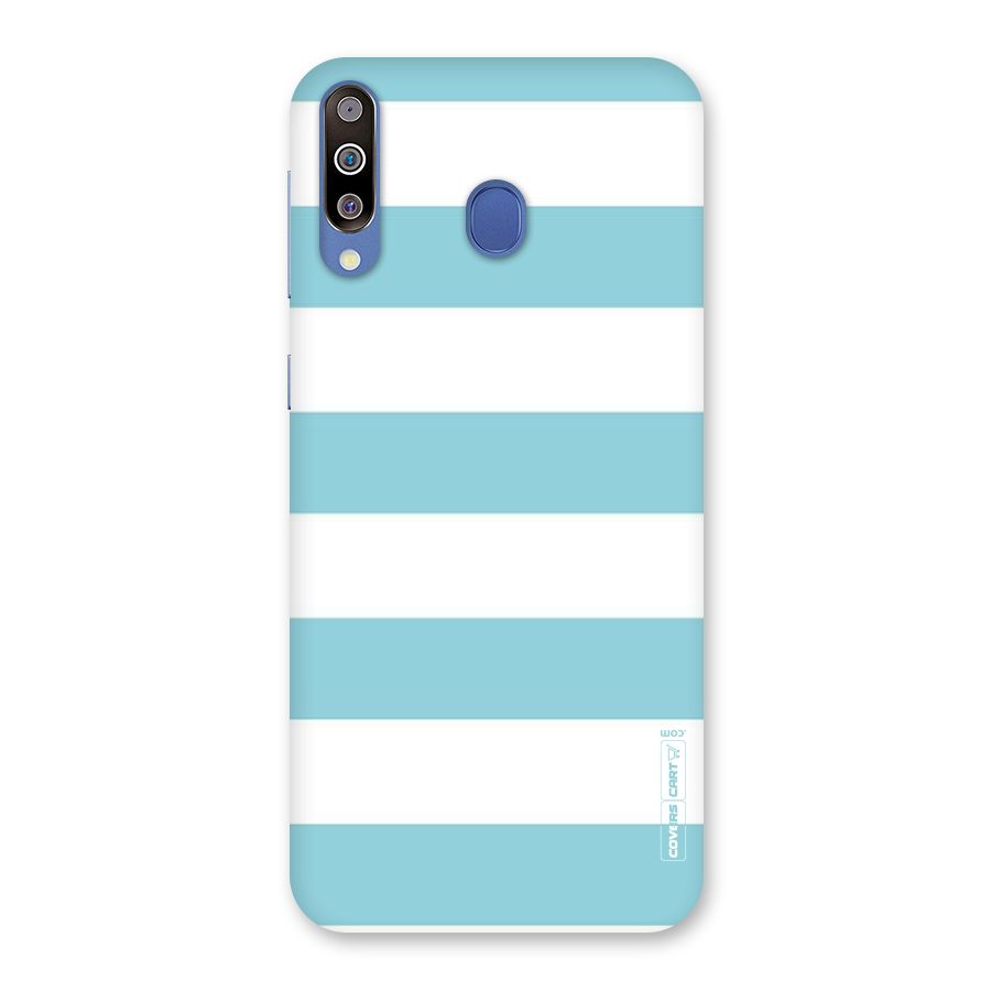 Pastel Blue White Stripes Back Case for Galaxy M30