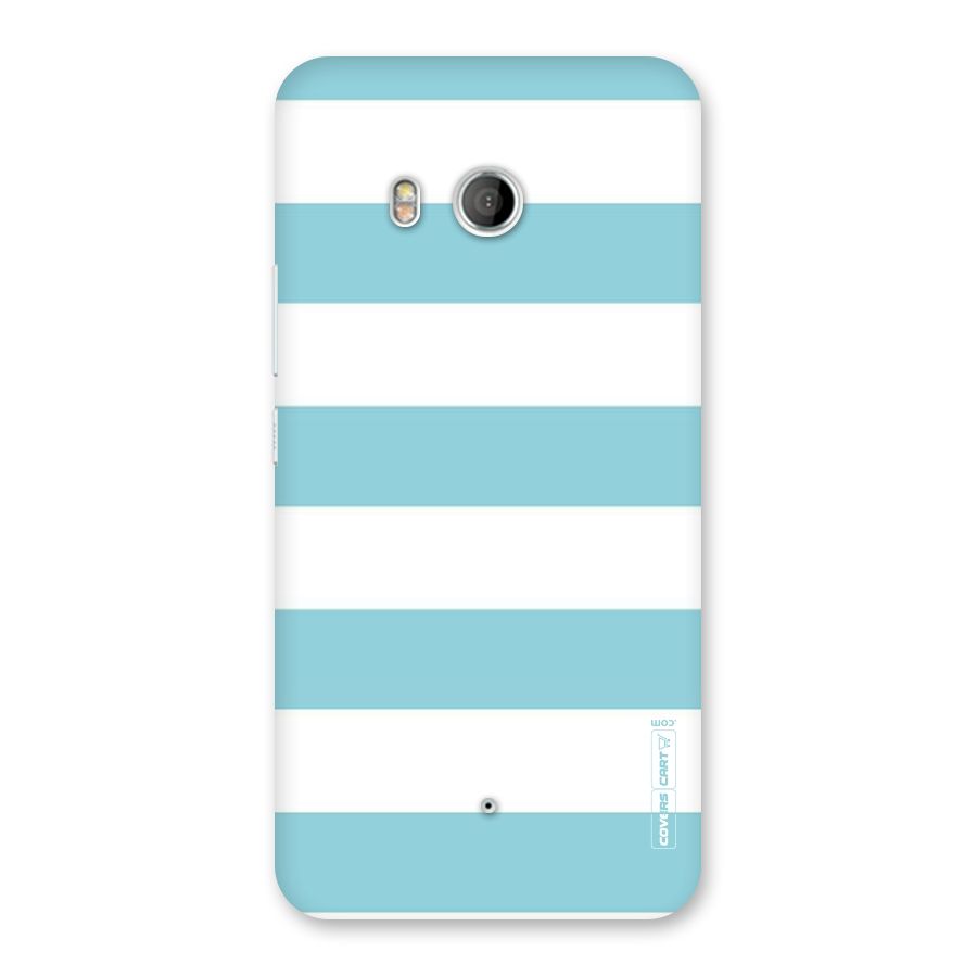 Pastel Blue White Stripes Back Case for HTC U11