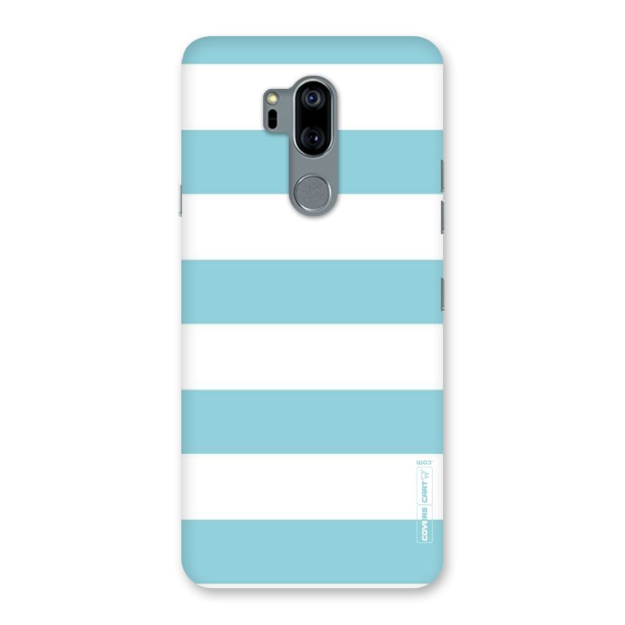 Pastel Blue White Stripes Back Case for LG G7