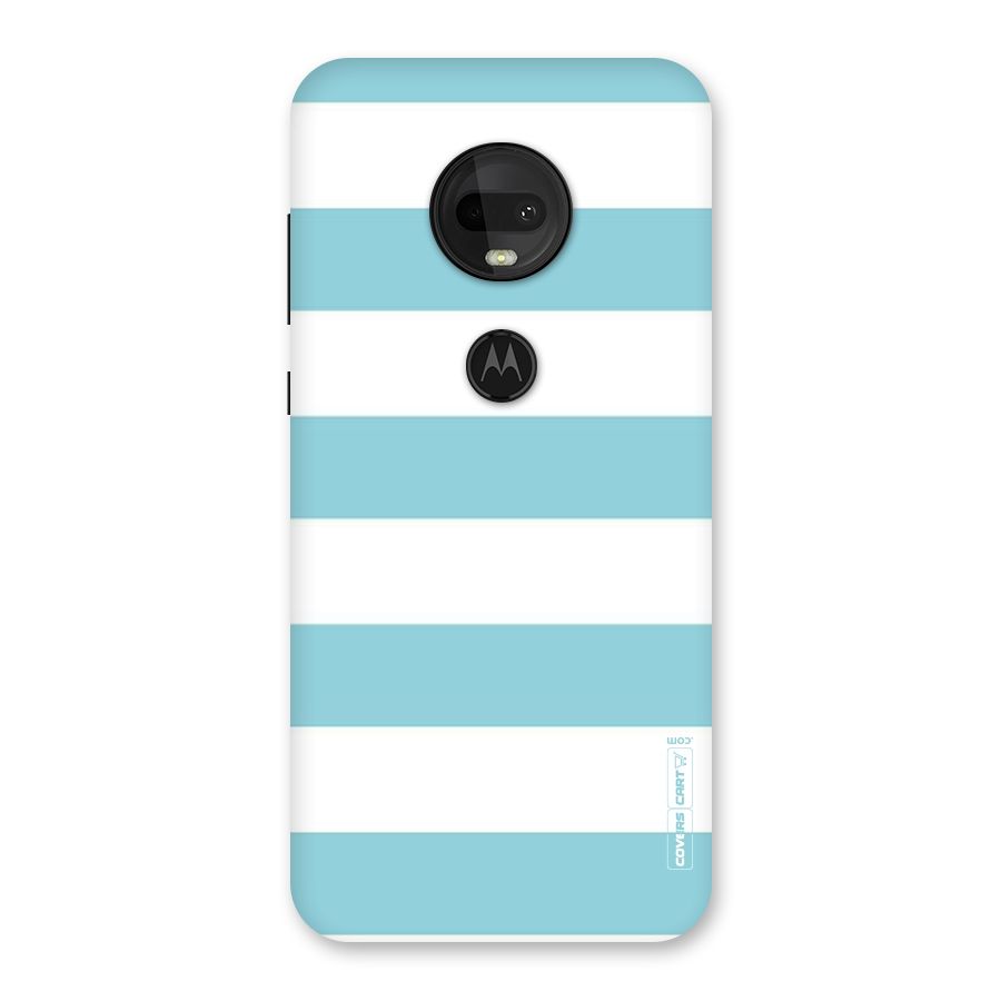 Pastel Blue White Stripes Back Case for Moto G7