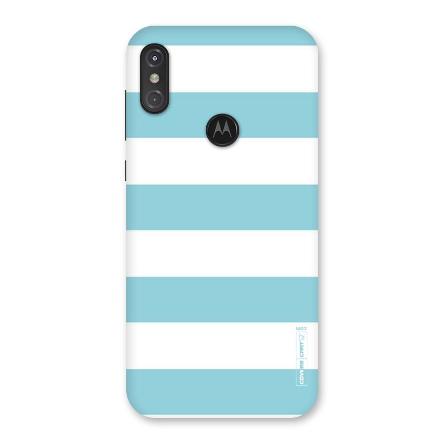 Pastel Blue White Stripes Back Case for Motorola One Power