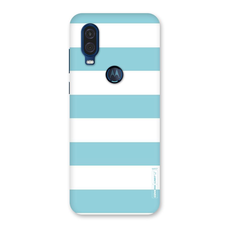 Pastel Blue White Stripes Back Case for Motorola One Vision