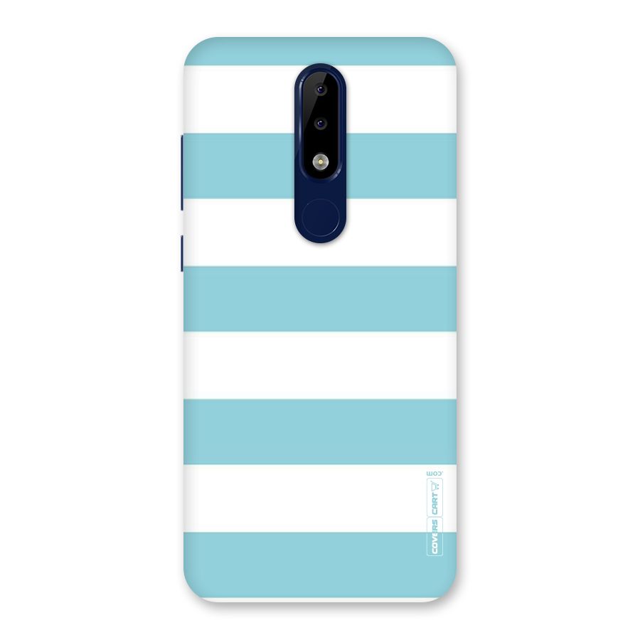 Pastel Blue White Stripes Back Case for Nokia 5.1 Plus