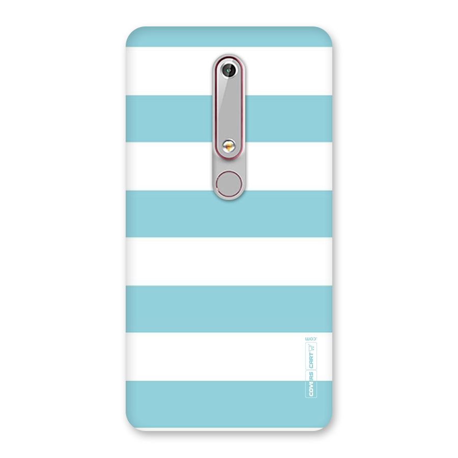 Pastel Blue White Stripes Back Case for Nokia 6.1