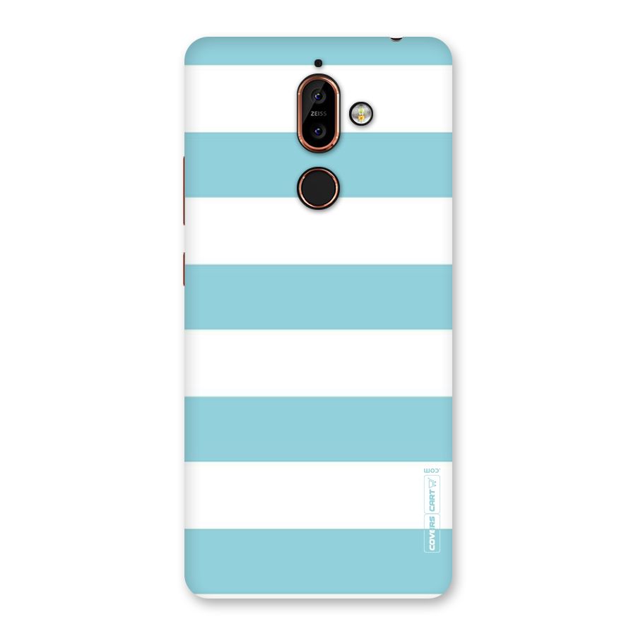 Pastel Blue White Stripes Back Case for Nokia 7 Plus