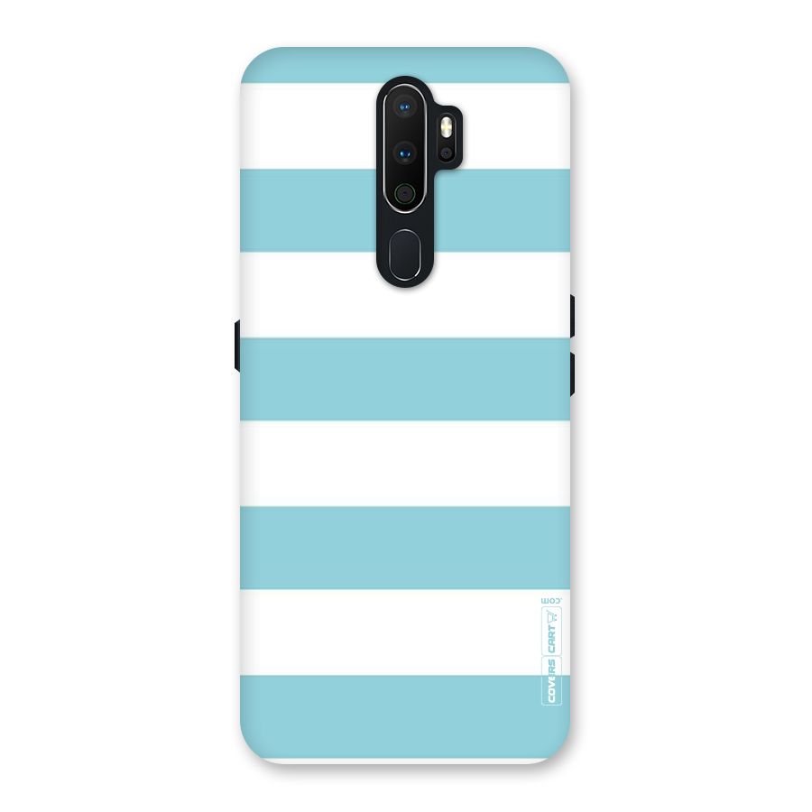 Pastel Blue White Stripes Back Case for Oppo A5 (2020)