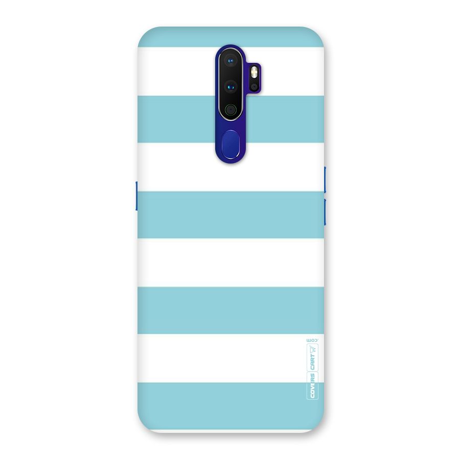 Pastel Blue White Stripes Back Case for Oppo A9 (2020)