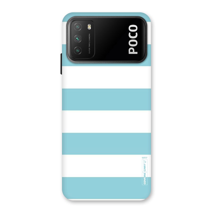 Pastel Blue White Stripes Back Case for Poco M3