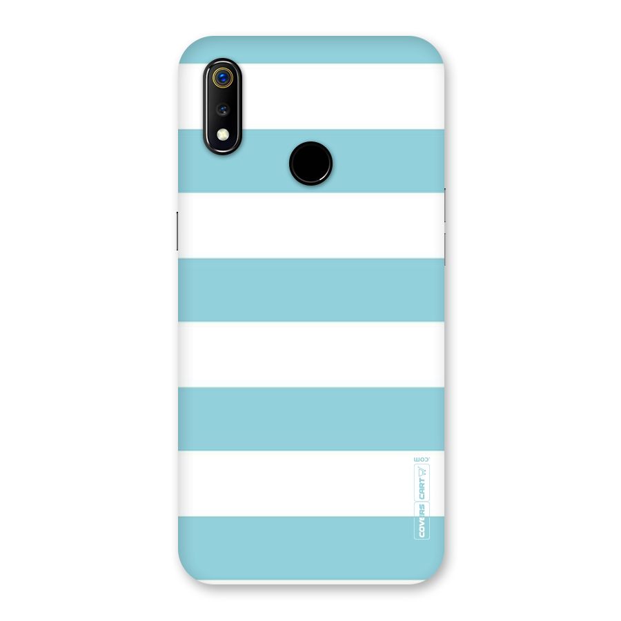 Pastel Blue White Stripes Back Case for Realme 3
