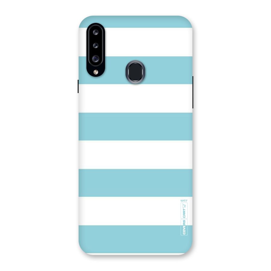 Pastel Blue White Stripes Back Case for Samsung Galaxy A20s