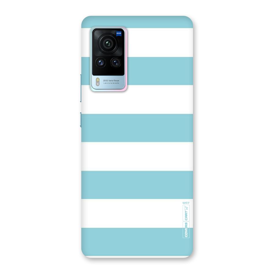 Pastel Blue White Stripes Back Case for Vivo X60 Pro