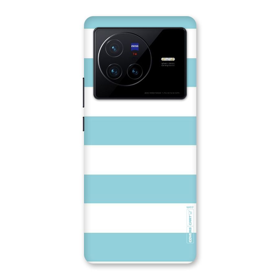 Pastel Blue White Stripes Back Case for Vivo X80