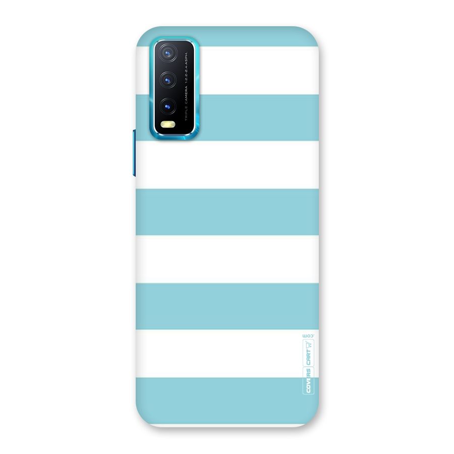 Pastel Blue White Stripes Back Case for Vivo Y20