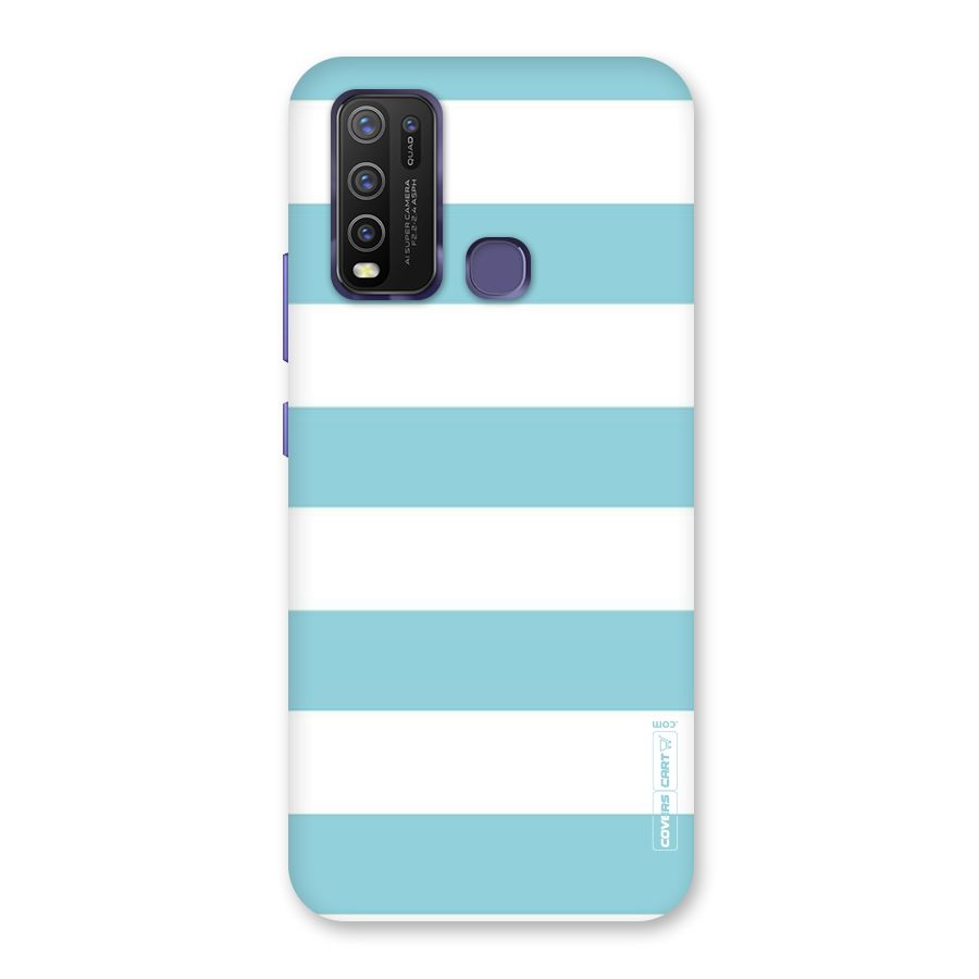 Pastel Blue White Stripes Back Case for Vivo Y50