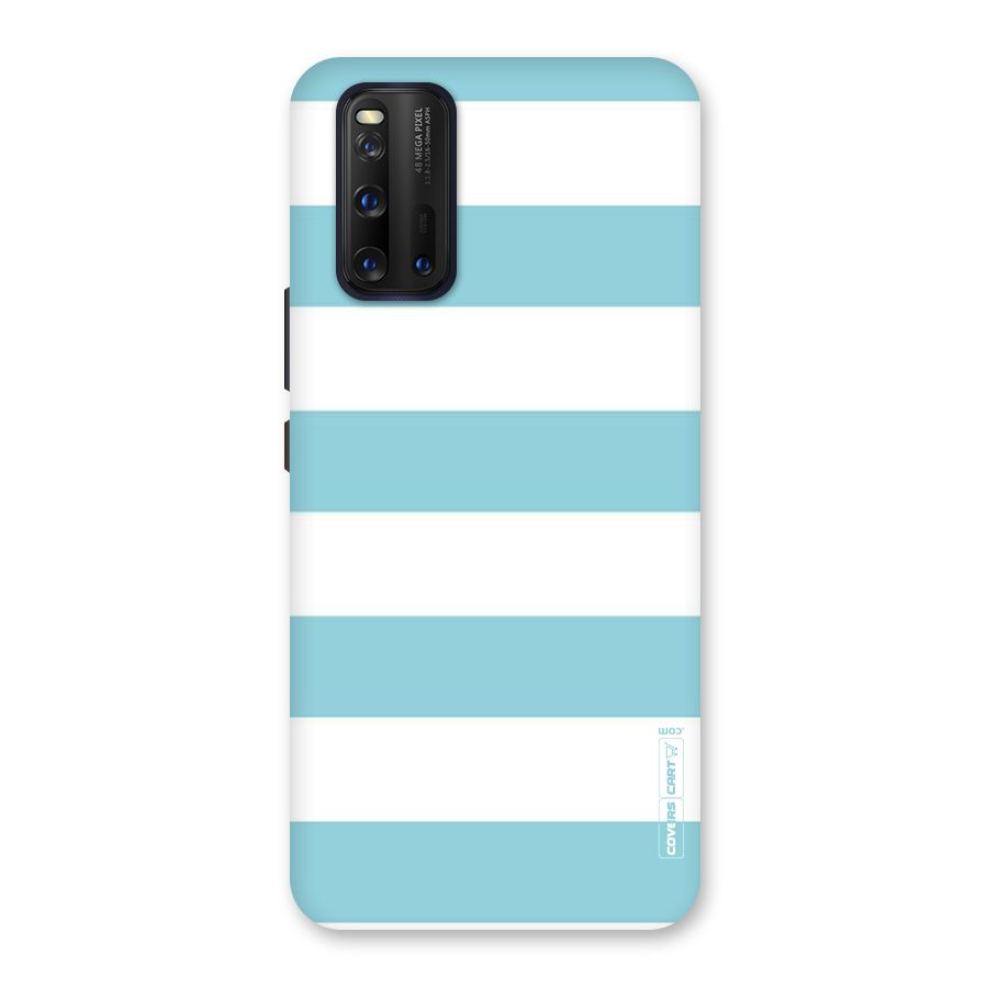 Pastel Blue White Stripes Back Case for Vivo iQOO 3