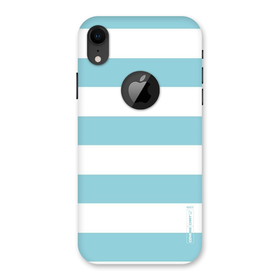 Pastel Blue White Stripes Back Case for iPhone XR Logo Cut
