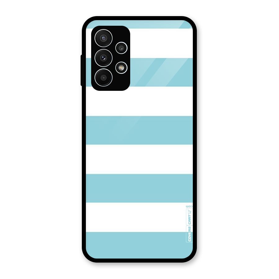 Pastel Blue White Stripes Glass Back Case for Galaxy A23