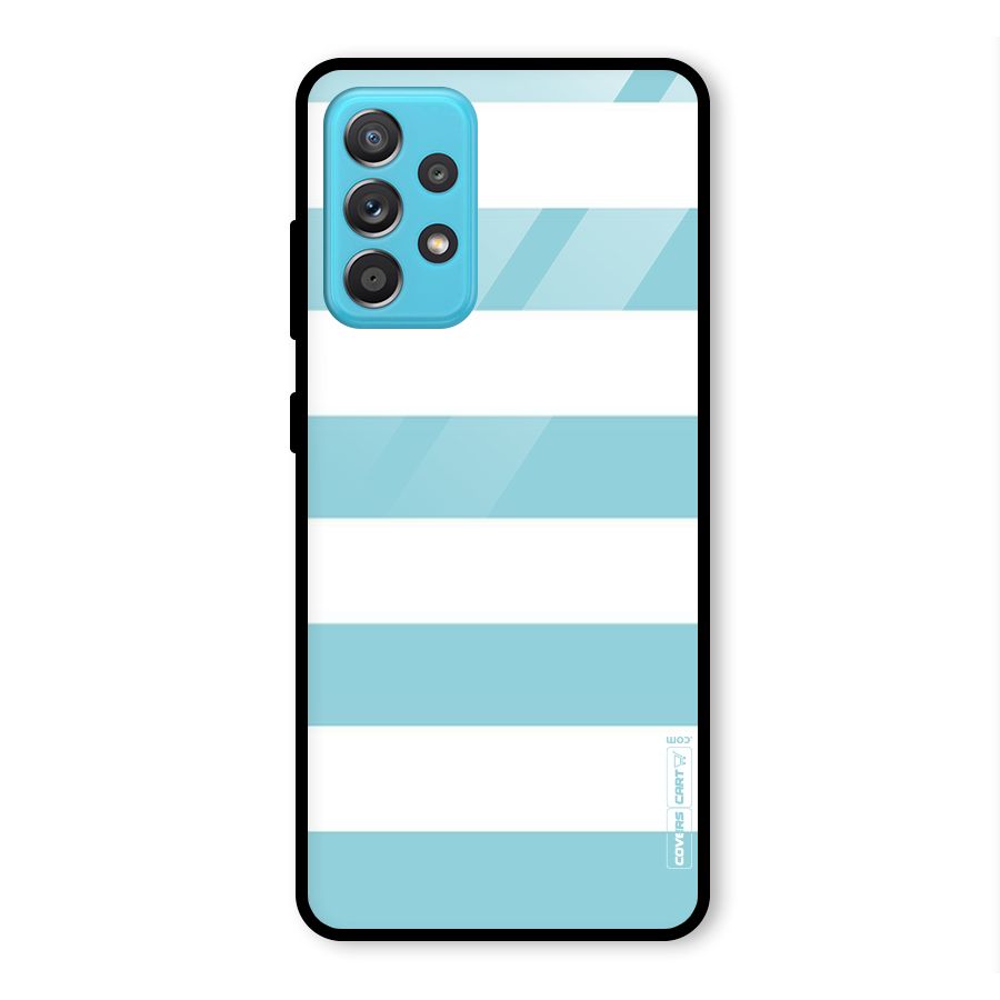 Pastel Blue White Stripes Glass Back Case for Galaxy A52