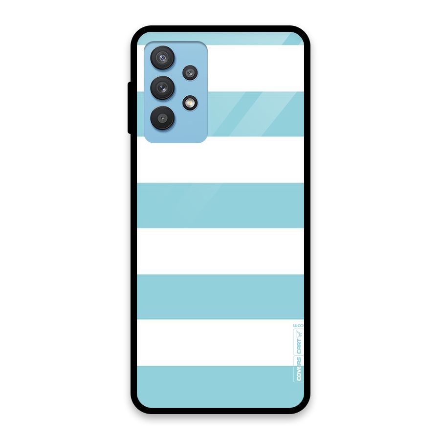 Pastel Blue White Stripes Glass Back Case for Galaxy M32 5G