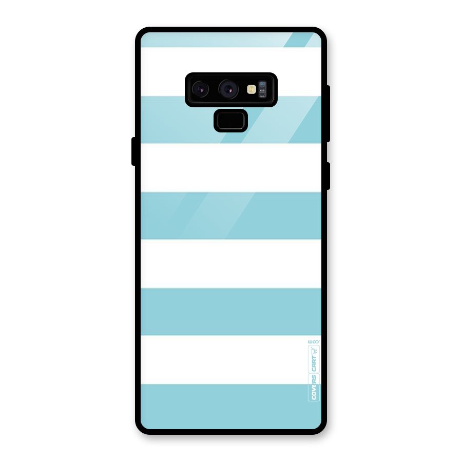 Pastel Blue White Stripes Glass Back Case for Galaxy Note 9
