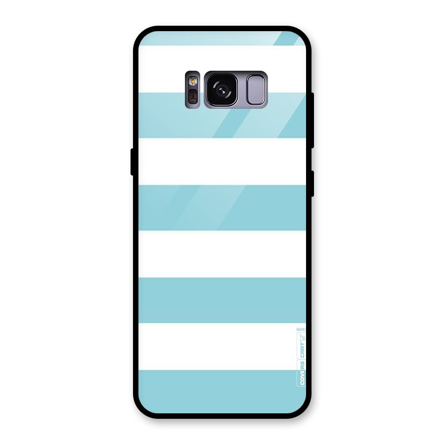 Pastel Blue White Stripes Glass Back Case for Galaxy S8
