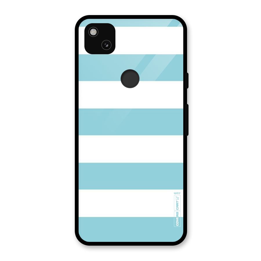 Pastel Blue White Stripes Glass Back Case for Google Pixel 4a