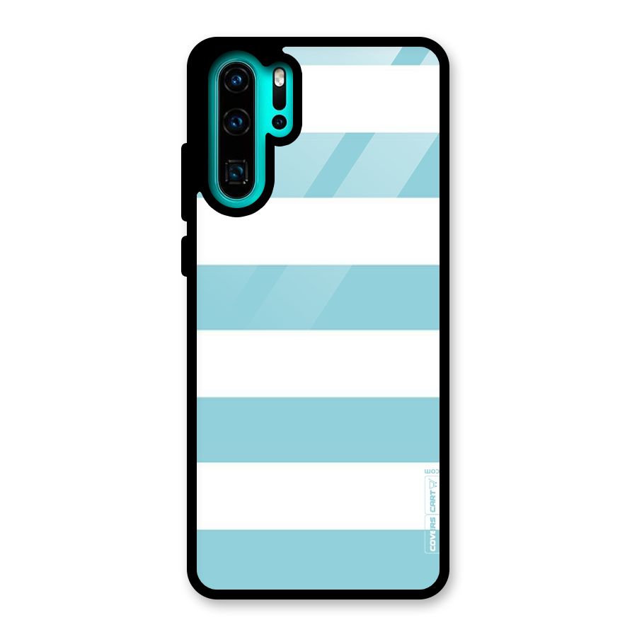 Pastel Blue White Stripes Glass Back Case for Huawei P30 Pro