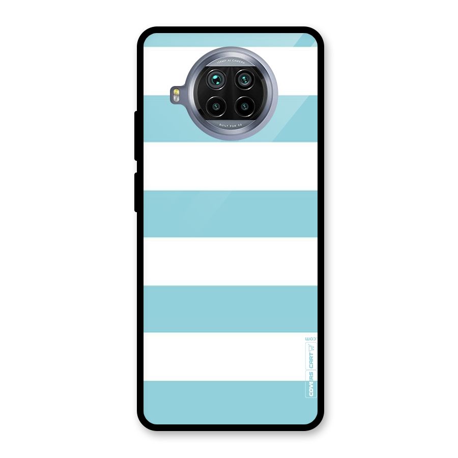 Pastel Blue White Stripes Glass Back Case for Mi 10i